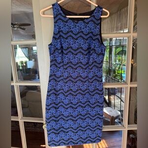 Jessica Simpson Blue and Black Floral Midi Dress